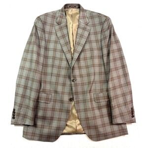 Peter Millar 42L 42T brown plaid blazer jacket sport suit coat all season wool